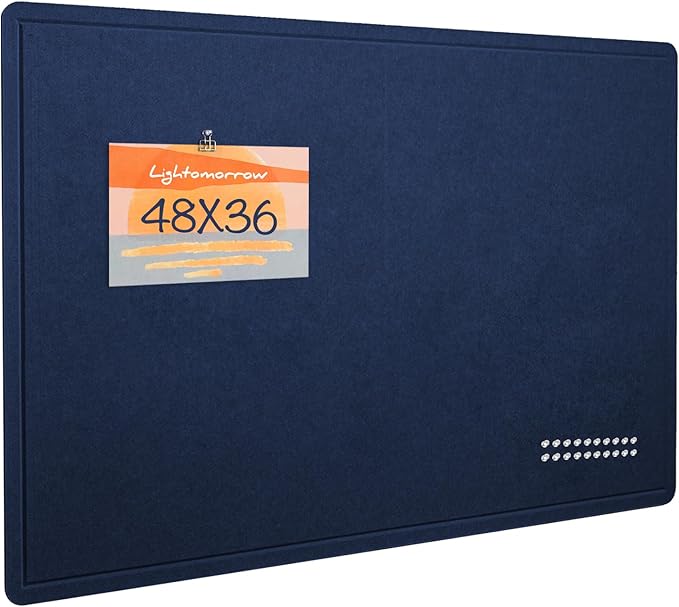 Large Bulletin Board - 48 x 36 Inches, Decorative Felt Pin Board for Wall - 4' x 3' Foldable Photo Display Board with Self-Adhesive Tape, Includes 20 Push Pins - Dark Blue-DeskLoop Office