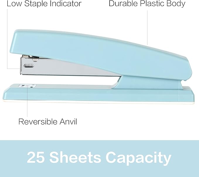 Deli Stapler, Desktop Stapler, 2 Pack, Office Stapler, 25 Sheet Capacity, Includes 2000 Staples and 2 Staple Removers, 2 Pack, Blue-DeskLoop Office