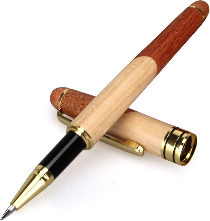 Best Wooden Gel Pen Gift Set with Handmade Rollerball Designer Pen Holder Box and Refills, Business Ballpoint Pen with Fancy Journaling Pen Display Case-DeskLoop Office