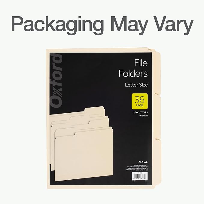 Oxford File Folders, 36 Pack, Letter Size, 3 Tabs, Durable Manila Paper - Image 7