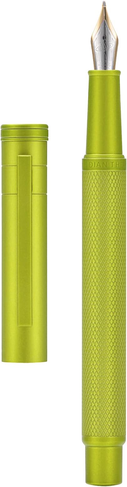 Hongdian 1851 Mustard Yellow Forest Fountain Pen Blade Nib Classic Design Calligraphy Pen with Converter and Metal Pen Case Set-DeskLoop Office