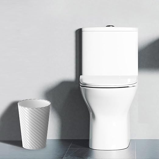 Bathroom Trash Can, 8 Pack 1.8 Gallons Small Trash Can with Trash Bags, Bathroom Garbage Can, Plastic Trash Bin, Round Waste Basket for Bedroom, Office, Kitchen, Room, Compact Space (White)-DeskLoop Office