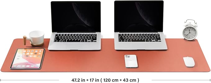 Large Cork Desk Mat - 47.2"x 17" Desk Pad for Office and Home - Ideal for Large Mouse Pad and Desk Mats on Top of Desks(Orange)-DeskLoop Office