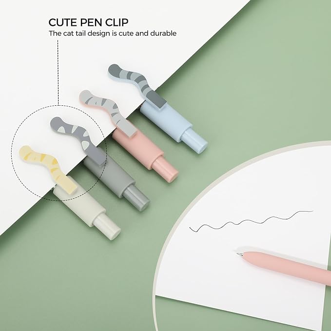 Ddaowanx Cute Cat Pens,8 Pcs 0.5mm Quick Dry Black Ink Gel Pens Fine Point Smooth Writing Pens,Cat Lover Gifts for Women Men-DeskLoop Office