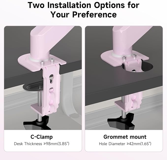 Suptek Monitor Mount Gas Spring Monitor Arm Desk Mount Fully Adjustable Fits 17-32 inch Monitors Weight Capacity up to 22 lbs,Pink(MD8PINK)-DeskLoop Office