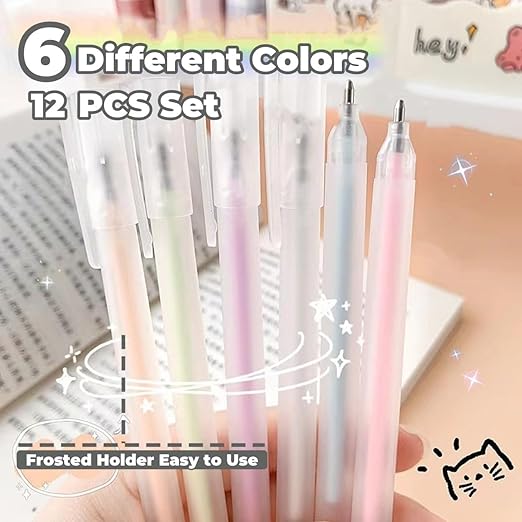Scrapbook Quick Dry Glue Pen 12PCS Set, Crafting Fabric Pen Liquid Glue Pen for Papercrafts, Handmade Stationery, DIY Foil-Stamping, Back to School Supply, Year 6+ (12PCS Set-Forsted Holder Type)-DeskLoop Office