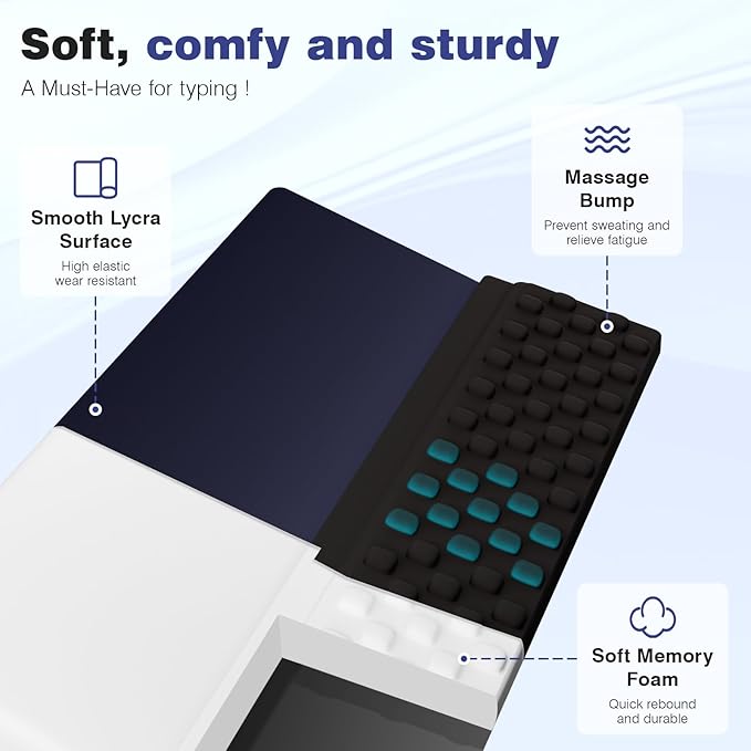 Ospelelf Ergonomic Keyboard Wrist Rest Stand Riser Holder Pad for Typing Black Blue-DeskLoop Office