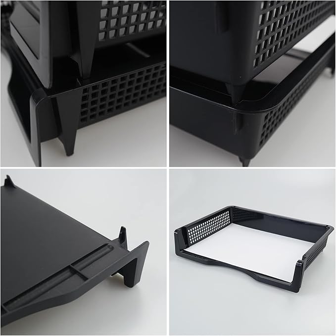Ggbin 6 Tier Desktop A4 Paper Storage Tray, Stackable File Organizer Trays, Black-DeskLoop Office