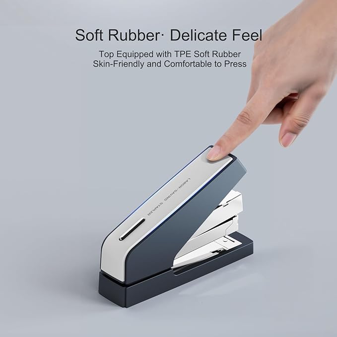 Comix Desk Stapler, 40 Sheet Capacity, Quick-Change Pop-Up Stapler Track, for Office & Classroom, Blue&Gray-DeskLoop Office