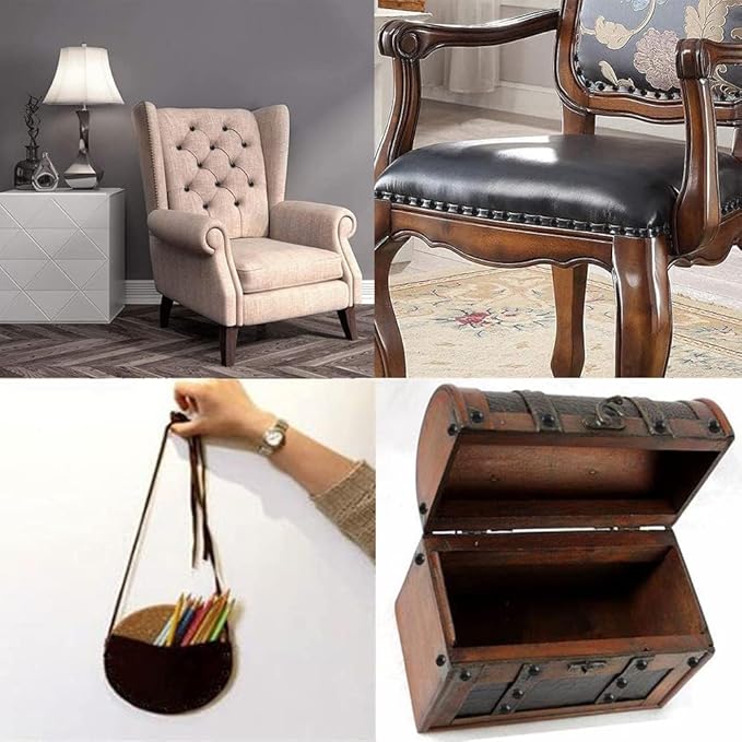 500Pcs Upholstery Tacks, BetterJonny Decorative Furniture Nails Pins 17X11MM Black Metal Thumb Tacks for Upholstered Furniture Cork Board, Home Decor-DeskLoop Office