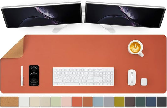 Large Cork Desk Mat - 47.2"x 17" Desk Pad for Office and Home - Ideal for Large Mouse Pad and Desk Mats on Top of Desks(Orange)-DeskLoop Office