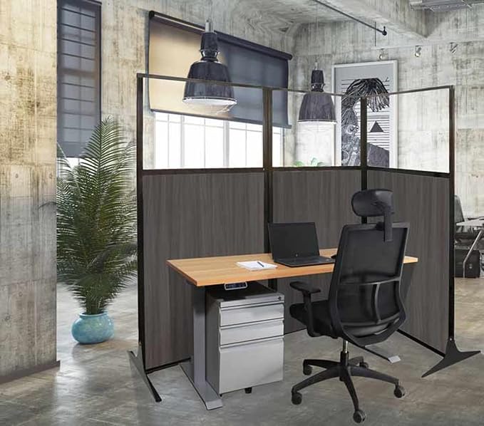 Versare Office Workstation Screen | Portable Wall Divider | Modern Cubicle | Freestanding Privacy Screen | Flexible Work Space | 1 Panel | 33" Wide x 70" Tall Marble Gray SoundSorb Panels-DeskLoop Office