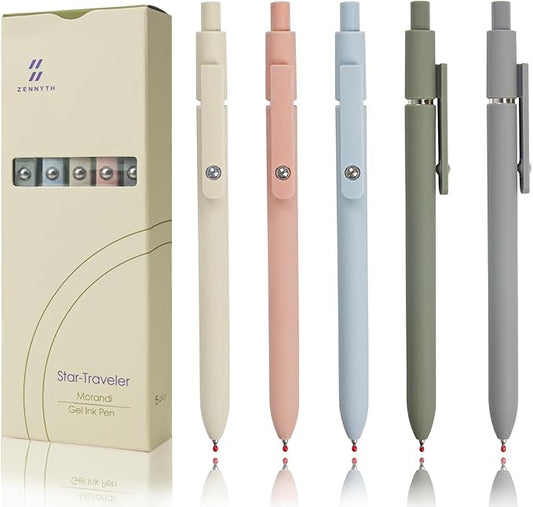 5 Pcs 0.5mm Quick Dry Pens Fine Point Smooth Writing Pens for Journaling Note Taking Black Ink Gel Pens for Office School Supplies Gifts Women Teacher Students (Morandi Colors)-DeskLoop Office