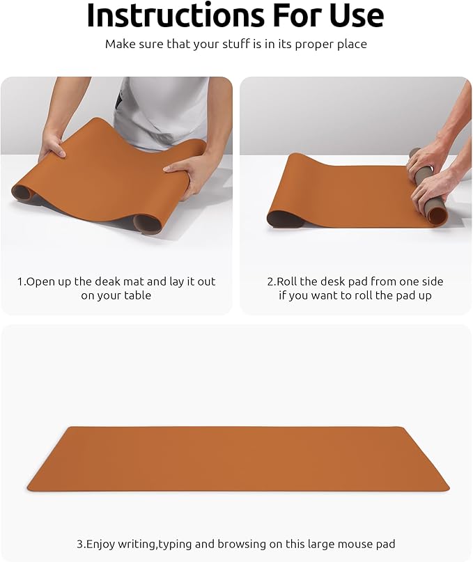 YSAGi Desk Pad Protector, Large Mouse Mat, Non-Slip PU Leather Waterproof Laptop Desk Blotter/ Writing Pad for Office and Home (23.6" x 13.8", Brown)-DeskLoop Office