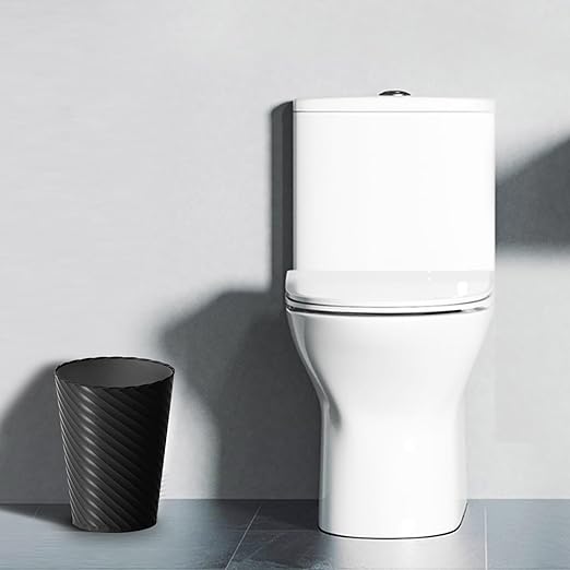 Bathroom Trash Can, 8 Pack 1.8 Gallons Small Trash Can with Trash Bags, Bathroom Garbage Can, Plastic Trash Bin, Round Waste Basket for Living Room, Bedroom, Office, Kitchen, Compact Space (Black)-DeskLoop Office