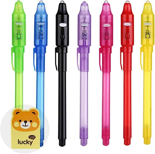 7PCS Invisible Ink Pens with UV Light Party Favors for Boys and Girls, Detective Magic Pen Disappearing Ink for Kids 8-12, Stocking Stuffers, Classroom Prizes-DeskLoop Office
