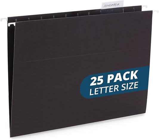 Blue Summit Supplies Hanging File Folders, 25 Reinforced Hang Folders, Designed for Home and Office Color Coded File Organization, Letter Size, Black, 25 Pack-DeskLoop Office