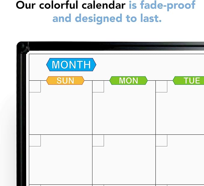 JILoffice Dry Erase Calendar Whiteboard 48 X 36 Inch - Magnetic White Board Calendar Monthly, Black Aluminum Frame Wall Mounted Board for Office Home and School-DeskLoop Office