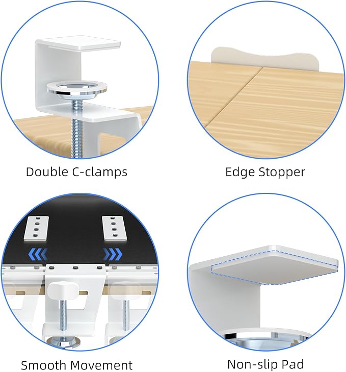 suptek Keyboard Tray Under Desk Pull Out with C Clamp Mount, Computer Keyboard & Mouse Tray, 25.6 (30 Including Clamps) x 11.8 inch Slide-Out Platform Computer Drawer for Typing, Light Wood, DSF1QM-DeskLoop Office