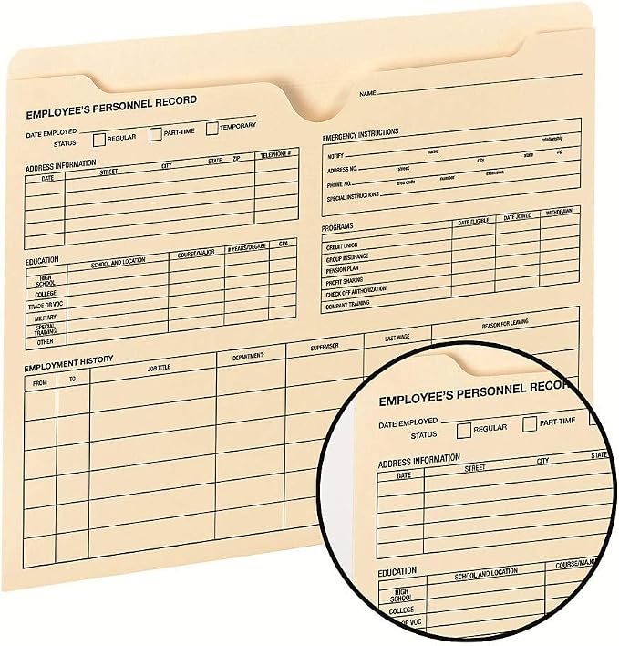 Smead Employee Record File Jacket, Reinforced Straight-Cut Tab, Flat-No - Image 5