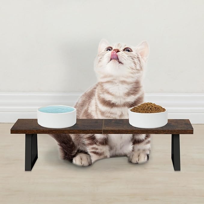 TEAMIX 24 inch Monitor Stand Riser, Rustic Brown Wood & Steel Computer Monitor Stand with Storage, Laptop, PC, Printer Stand Riser for Desktop Office Desk Organizers-DeskLoop Office