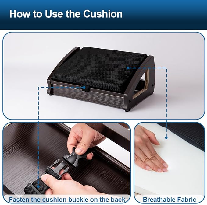 StrongTek Wood Ergonomic Footrest - 4-Angle Adjustable Foot Stool for Desk, Office Footrest, Anti-Slip Foot Stand for Under Desk, Enhances Posture, Promotes Blood Circulation, Easy Assembly (Espresso)-DeskLoop Office