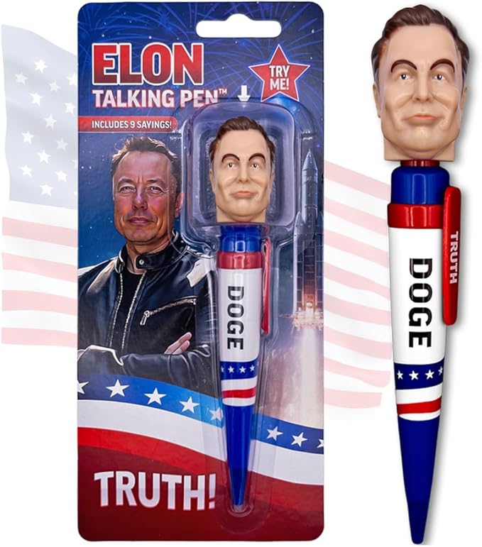 Talking Elon Musk Doge Pen - Speaks Multiple Authentic Voice Recordings - Collectible Presidential Pen - Funny Political Gag Gift or Innovation Birthday Gifts for Men, Dad & Fathers-DeskLoop Office