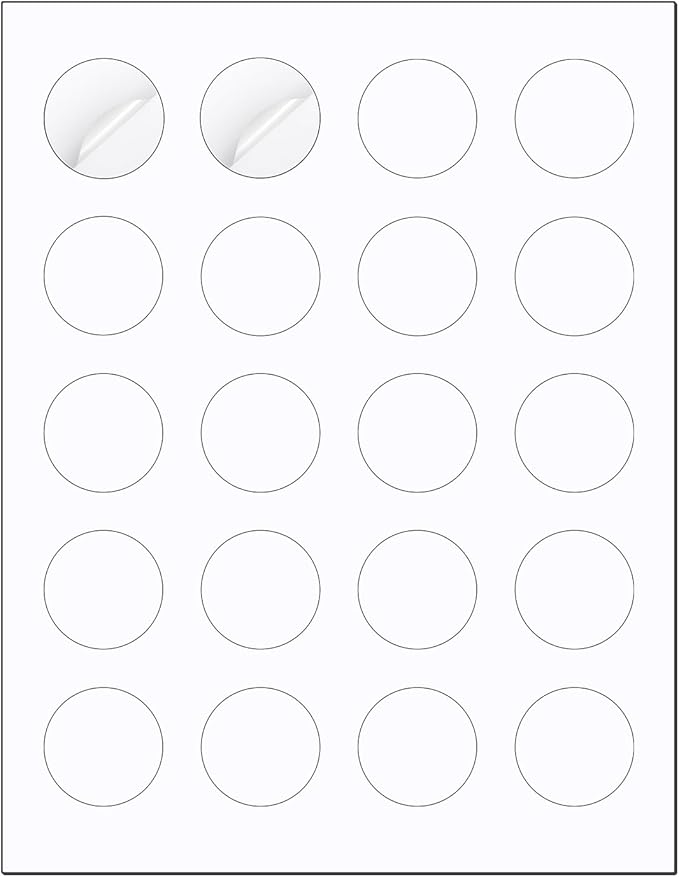 Methdic 1.5" Diameter High Visibility Printable Round Labels,Matte White,600 Customizable Blank Stickers-DeskLoop Office