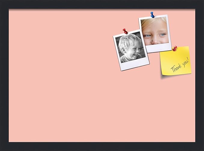 PinPix 21x15 Inch Cork Bulletin Board. This Decorative Framed Pin Board Comes with Pink Pastel Design and a Satin Black Frame. Ideal for Home Office Decor or Message Board (PinPix-1813)-DeskLoop Office