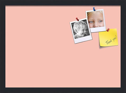 PinPix 21x15 Inch Cork Bulletin Board. This Decorative Framed Pin Board Comes with Pink Pastel Design and a Satin Black Frame. Ideal for Home Office Decor or Message Board (PinPix-1813)-DeskLoop Office