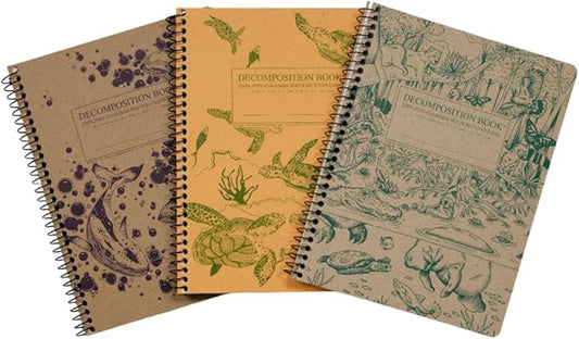Decomposition 3-Pack Coastal Harmony College Ruled Spiral Notebook - 9.75 x 7.5 Journal, 160 Lined Pages - 100% Recycled Paper - Notebooks for School Supplies, Home & Office - Made in USA-DeskLoop Office