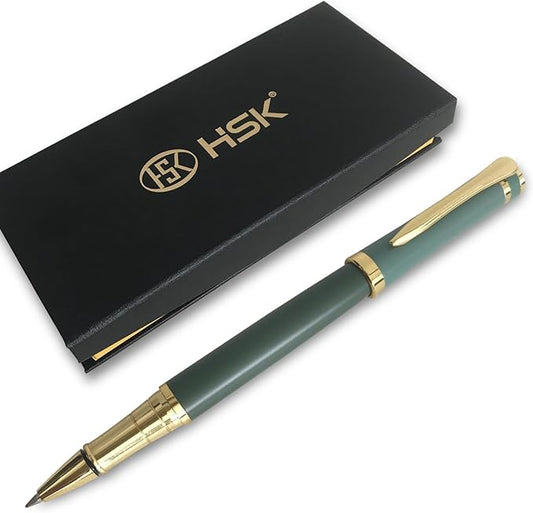 HSK Luxury Ballpoint Pens gift Pen Black Refill Line width 0.5mm,Best Ball Pen Gift Set for Men & Women Professional Executive,Office,Nice Pens Classy Gift Box (Green)-DeskLoop Office