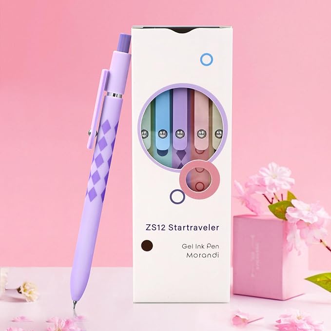 Gel Pens, 5 Pcs Medium Point Smooth Writing Pens Cute Pens for Women, High-End Series 0.7mm Black Ink Pens for Journaling Note Taking, School Office Supplies (5 Pcs Geometric Aurora)-DeskLoop Office