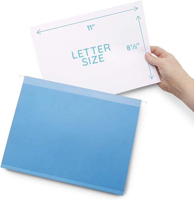Blue Summit 50 Extra Capacity Hanging File Folders Letter Size, 2 Inch Expansion, Hanging File Folders Extra Capacity, Designed for Bulky Files, Filing Cabinets, Medical Charts, Assorted Colors-DeskLoop Office