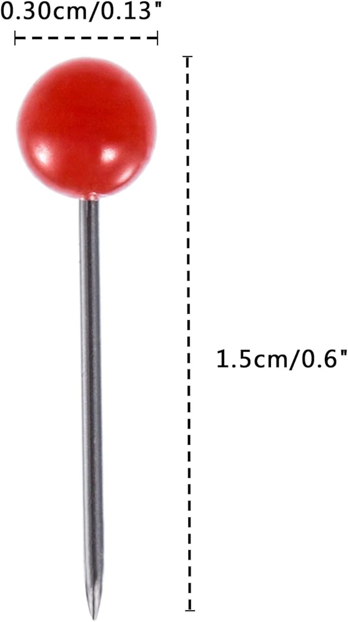 Outus 500 Pieces Map Push Pins Map Tacks Plastic Round Head Tacks with Steel Points (10 Colors, 1/5 Inch)-DeskLoop Office