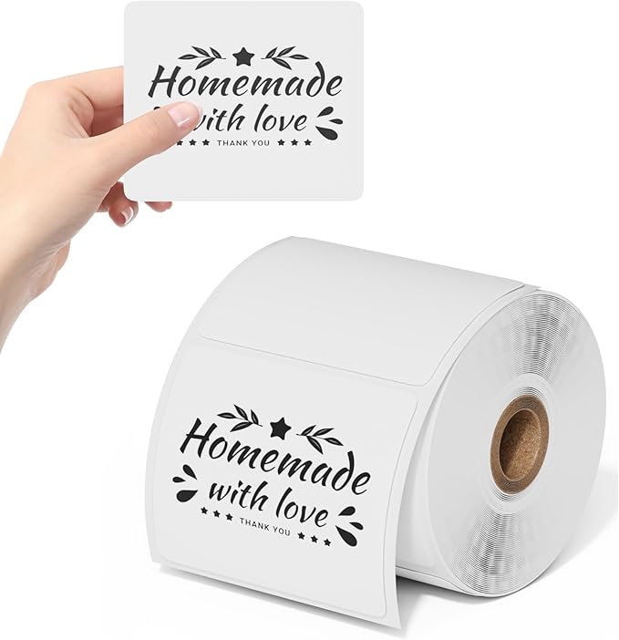 Phomemo 4"x3" Thermal Labels Roll for Small Business Supplies - Commercial Grade Logo Stickers for Business Customized - Waterproof Shipping Labels for Thermal Label Printer - 500 PCS Label Stickers-DeskLoop Office