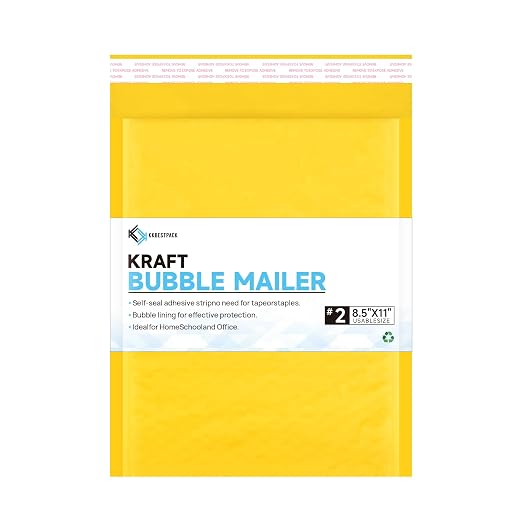 Kkbestpack Kraft Paper Bubble Mailers #2, 8.5x12 Inch Self-Seal Padded Mailing by KKBESTPACK