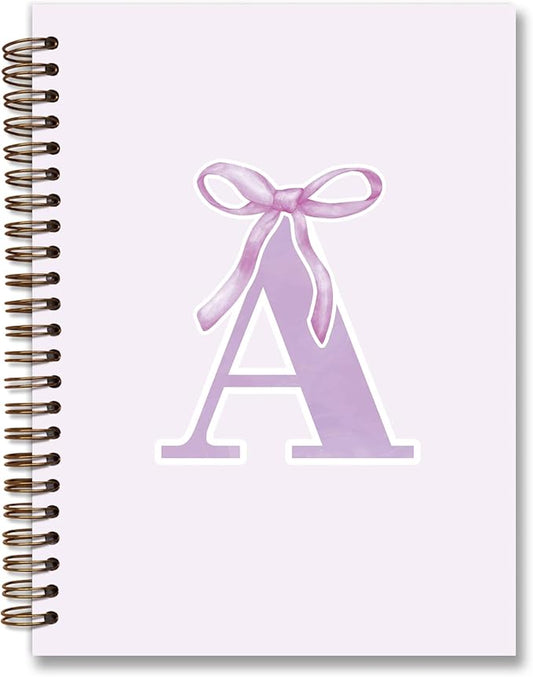 foedor Coquette Trendy Preppy Purple Bow Spiral Notebook,Initial A Journal Personalized Teen Girl Gifts,Monogrammed Gifts for Women Teen Girl,College Ruled Hardcover Spiral Notebook(purple)-DeskLoop Office