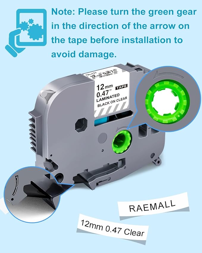 Clear Label Maker Tape Refill Compatible with Brother TZe-131 TZe131 TZe TZ Tape 12mm 0.47 Laminated Clear 1/2'' x 26.2' Black on Clear P Touch Label Tape for PT-D210 PTD220 PT-H110 PT-D600, 5 Pack-DeskLoop Office