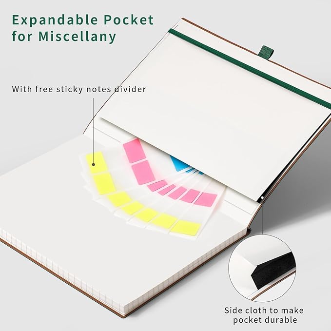 AHGXG Graph Paper Notebook - Grid Notebook Journal, 120 GSM Thick Graph Paper, Large B5 Notebook 96 Pages, Leather Softcover, for Graphing, Writing, Math, Engineering, 7.6'' X 10'' - Green-DeskLoop Office