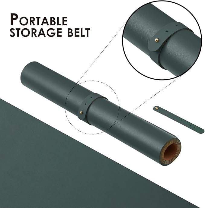 Cork Desk Mat - Dual-Sided Desk Pad for Office and Home - Desk Organization and Accessories - Ideal for Large Mouse Pad and Desk Mats on Top of Desks(Dark Green,90cmx 43cm)-DeskLoop Office