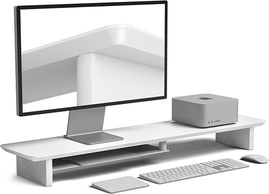 desk monitor stand (All White, Large)-DeskLoop Office