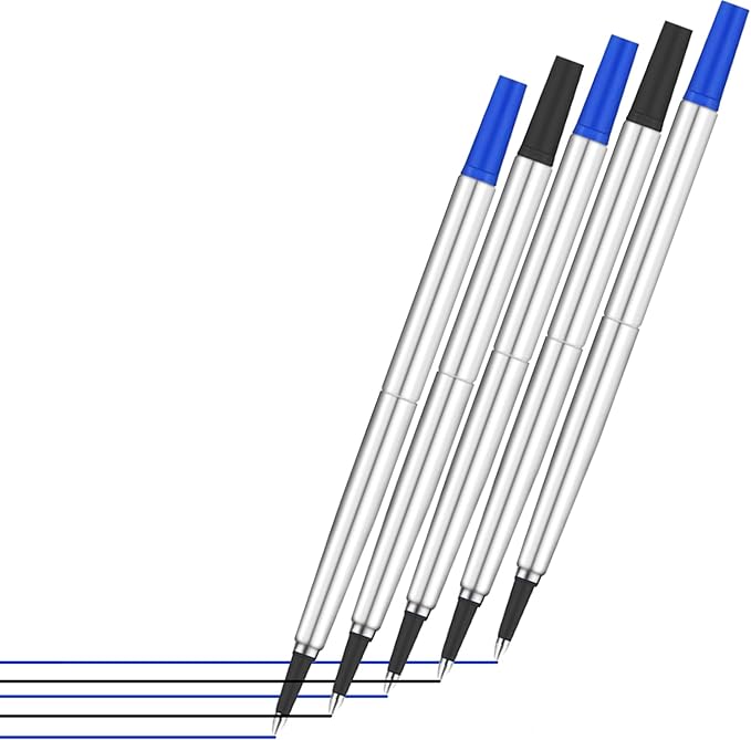 DunBong Quink Ink Rollerball, Compatible with Parker Rollerball Pens, 0.7mm Medium Point Black Ink Refill Pack of 5, Replaceable Gel Ink Pen Refills, Smooth Writing (Black-0.7mm)-DeskLoop Office