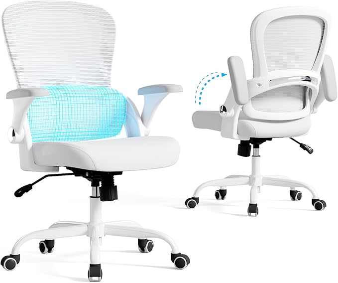 TRALT Office Chair - Ergonomic Office Chair with Back Support, Home Office Desk Chairs, Comfy Desk Chair, Computer Chair, 330lbs Wide Seat Big and Tall Office Chairs for Gamers(White)-DeskLoop Office