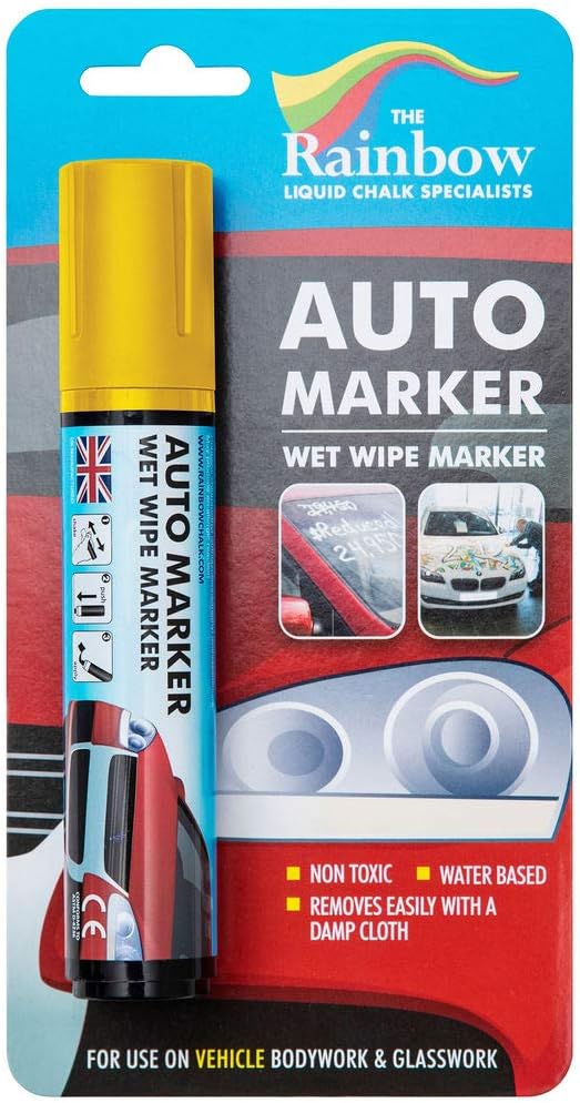 Window Markers for Glass Washable Car Window Paint Pen- Dry Erase Liquid Chalk Marker Car Decorations on All Surfaces, Tire, Windshield - Auto Marker, Autowriter, Rain Resistant (Yellow, Jumbo Tip)-DeskLoop Office
