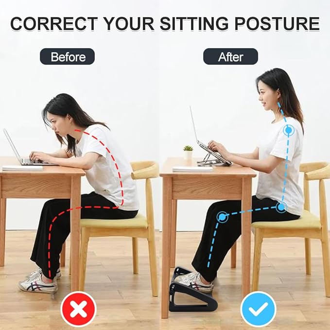 Foot Rest for Under Desk at Work - Six Heights Adjustable Under Desk Footrest - Ergonomic Foot Stools for Under Office Desks - Desks Foot Rest with Massage Rollers - Leg Rest for Chair (Black)-DeskLoop Office