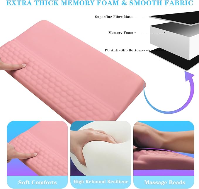 Computer Keyboard Stand with Wrist Rest, Ergonomic Tilted Keyboard Holder - Keyboard Riser with Wrist Pad - Keyboard Tray Support for Office Home - Pink-DeskLoop Office