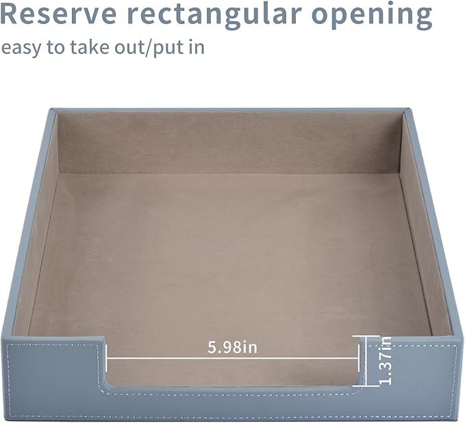 Leather Letter Tray,Stackable File Document Tray,Desk Organizer for Office Supplies,A4 Paper Case Rack,Desktop Organization,Pen Mail Magazine Storage Box (Grey)-DeskLoop Office