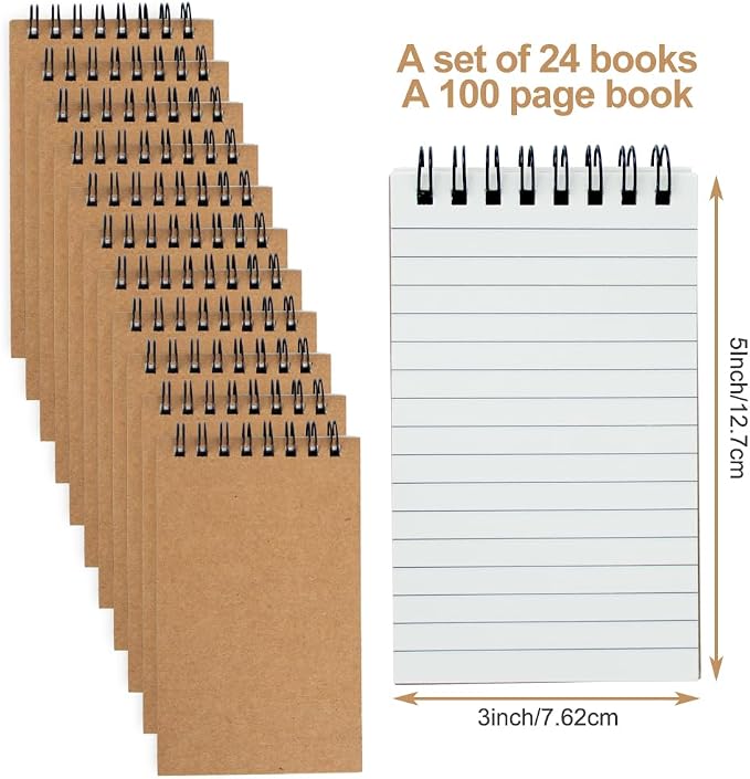 24 Pack 3x5" Spiral Pocket Notebook, College Ruled Small Notepad - Image 9