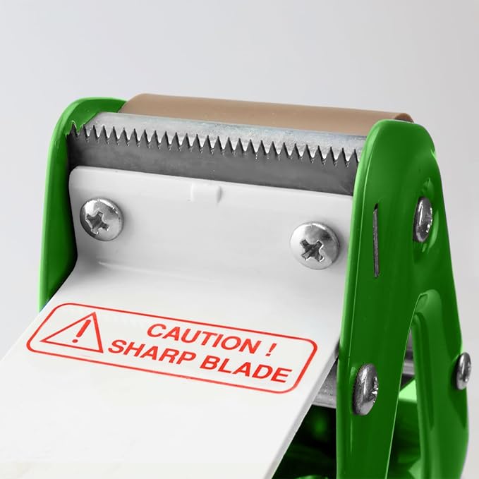 Heavy Duty Metal Frame Tape Gun - 3" Core with Special Ergonomic Handle - Packing Tape Dispenser with Premium Tempered Steel Blade for 2" Tape Rolls-DeskLoop Office